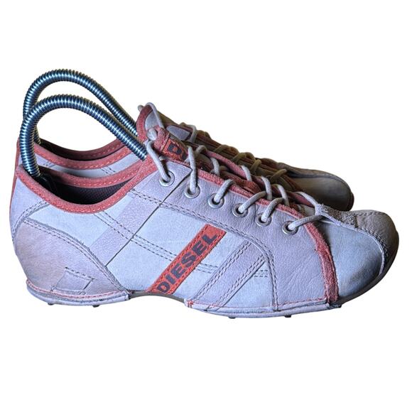 Diesel Rollie Low Top‎ Sneakers Women's US 6.5 Tan Orange Leather Rubber Sole - Picture 1 of 10